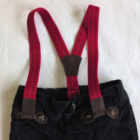 carter's black cotton corduroy suspenders pants 3 months baby boy - Picture 5 of 7